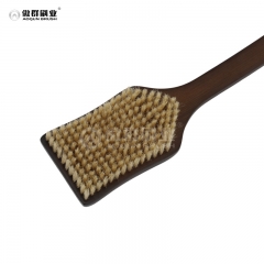 Bamboo Shower Brush with Curved Long Handle, Exfoliating Back Scrubber with Natural Bristles for Men & Women, Back Exfoliator Body Washer for Bath or Dry Brushing