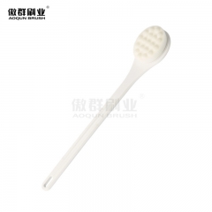 Bamboo Shower Brush with Curved Long Handle, Exfoliating Back Scrubber with Natural Bristles for Men & Women, Back Exfoliator Body Washer for Bath or Dry Brushing