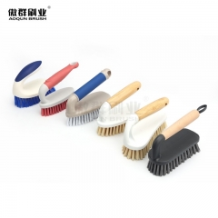 Heavy Duty Scrub Brushes Set with Wooden Handles, Triangle & Square Floor Scrubber, Dish Brush, Grout Cleaner for Kitchen, Bathroom, Tile, Carpet & Stubborn Stains Removal