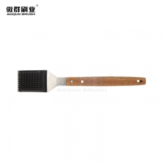 Grill Brush and Scraper for Barbecue | Wooden Handle and Replaceable Stainless Steel Bristles Head